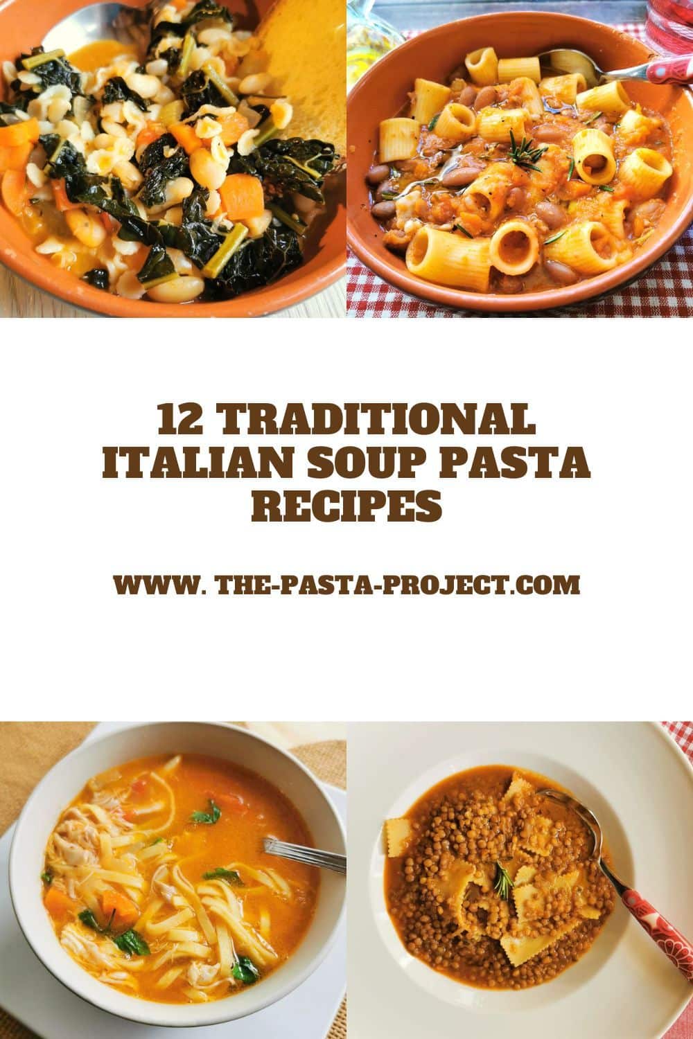 12 Italian soup recipes collage for pinterest.