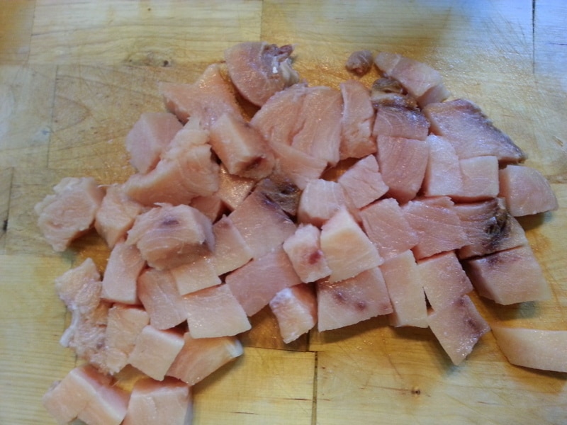chopped swordfish cubes The Pasta Project
