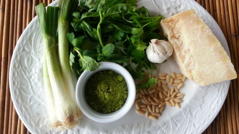 Matcha pesto ingredients