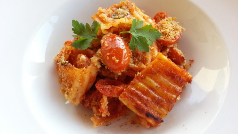 Baked pasta alla tranese from Puglia