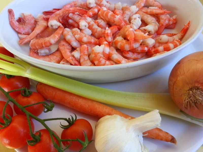 ingredients conchiglioni with prawns