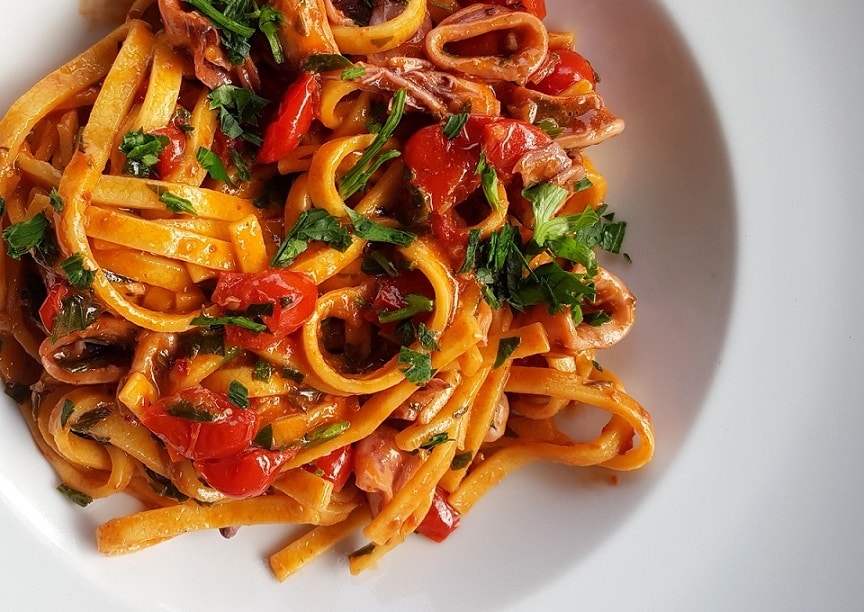 Pasta with calamari and datterini tomatoes The Pasta Project