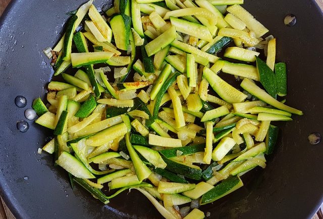 Orecchiette pasta with zucchini and speck