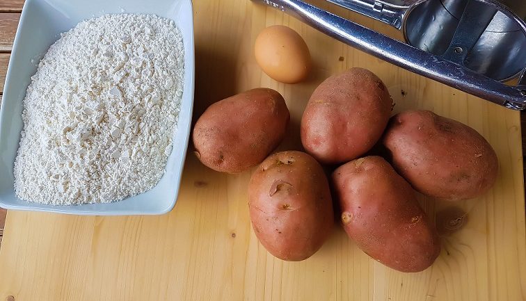 ingredients for homemade Italian potato gnocchi 