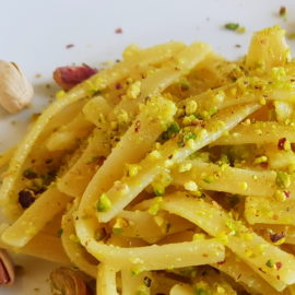 Scialatielli pasta with pistachio pesto