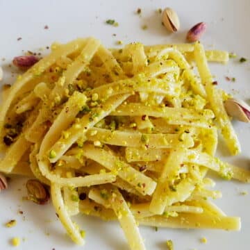 Scialatielli pasta with pistachio pesto