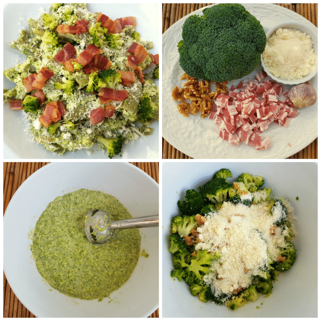 Pasta with broccoli cream, pancetta & walnuts