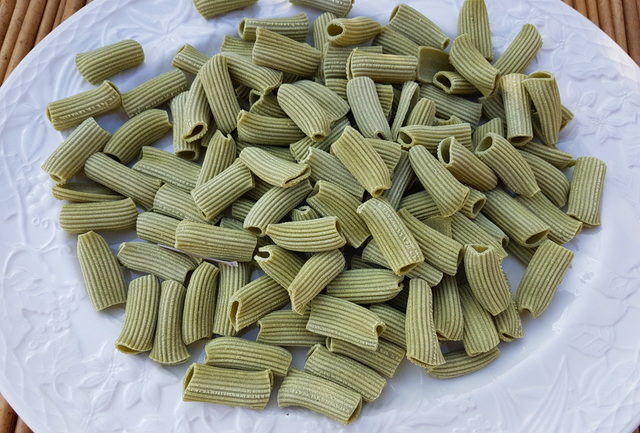 Rigatoni made with pistachio