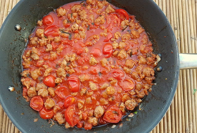 bigoli pasta with luganega sausage 