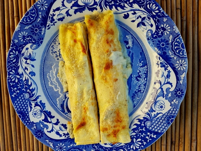 Cannelloni with pumpkin and goat cheese (two ways)