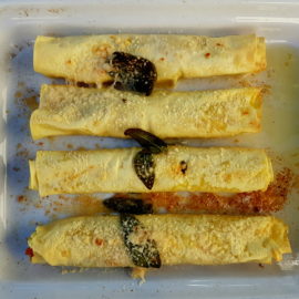 Cannelloni with pumpkin and goat cheese