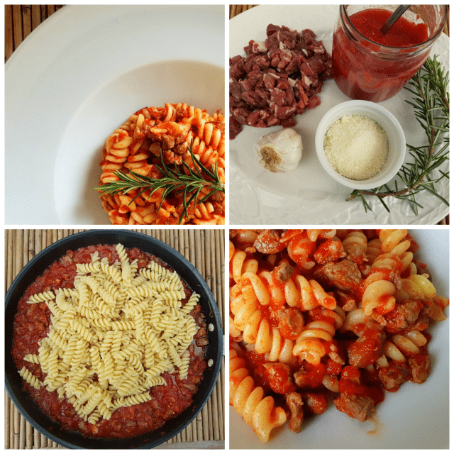 Fusilli pasta with lamb ragu