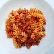 Fusilli pasta with lamb ragu from Molise