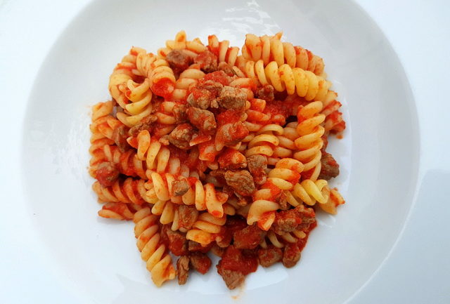 Fusilli pasta with lamb ragu from Molise