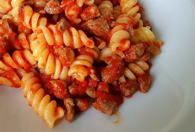 Fusilli pasta with lamb ragu from Molise