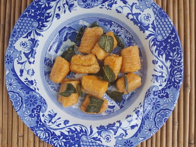 Homemade pumpkin gnocchi with sage butter