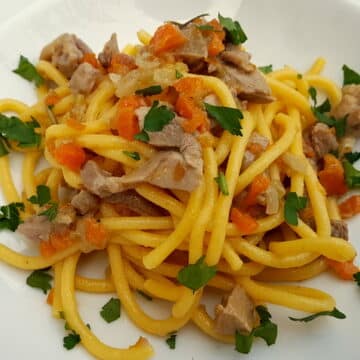 Bigoli pasta with farmyard ragu (di corte)