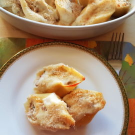 baked conchiglioni pasta shells with tuna and ricotta