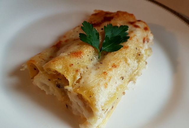 potato and porcini mushroom cannelloni or manicotti