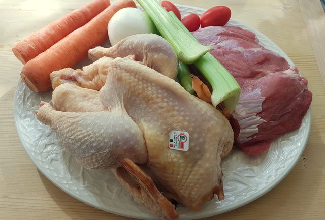 Ingredients for broth; Baked Lasagne in Broth alla Molisana 