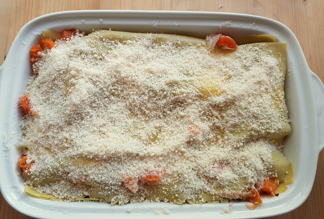 Baked Lasagne in Broth alla Molisana ready for the oven