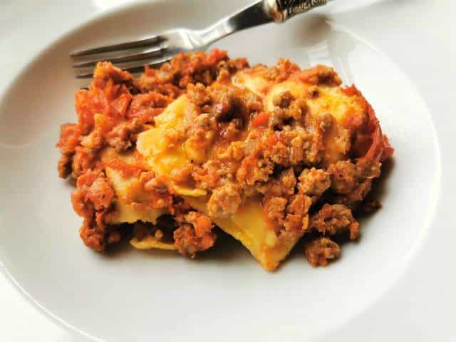 Baked fazzoletti pasta from Abruzzo (fregnacce Abruzzesi)