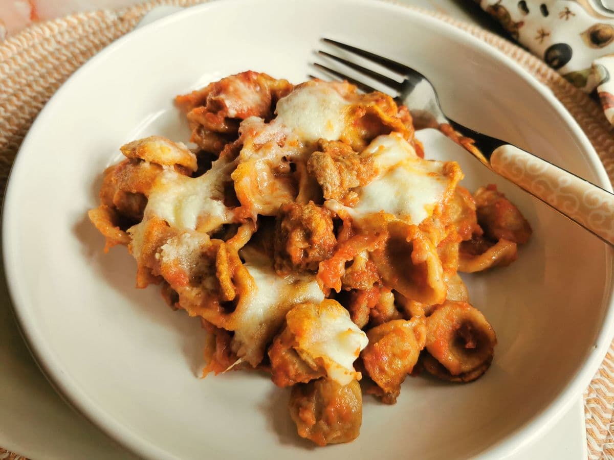 Baked orecchiette with lamb alla Materana