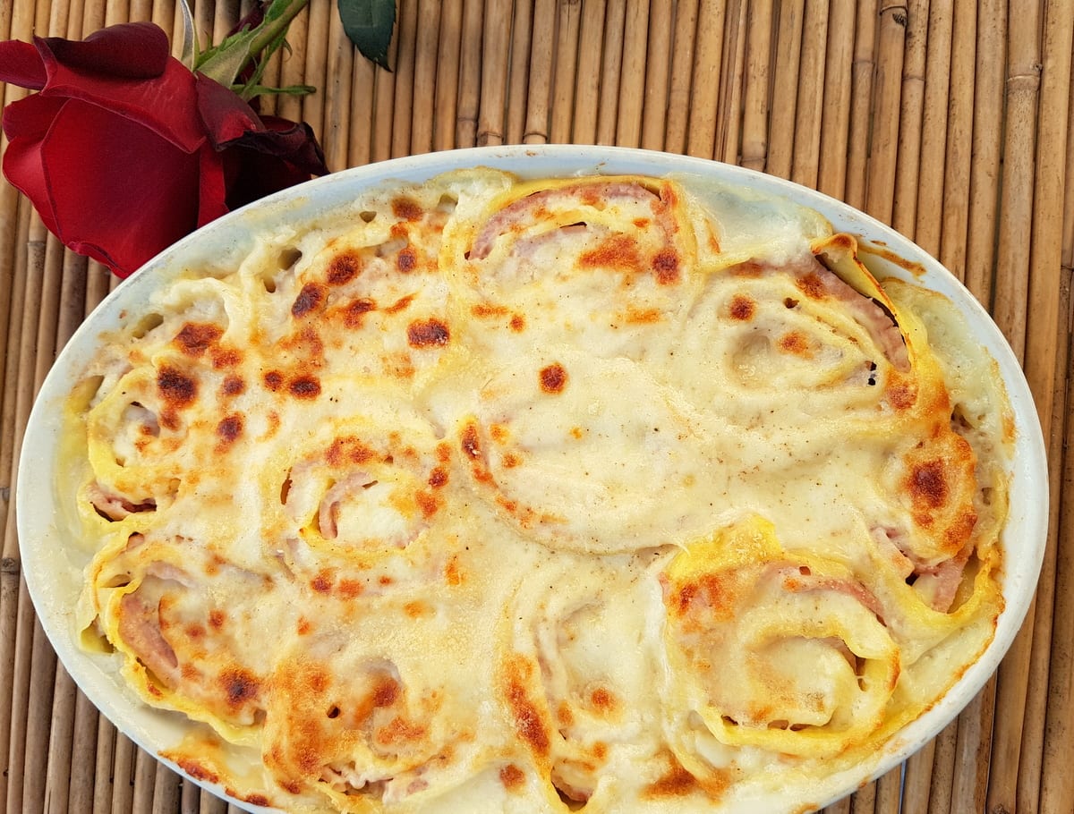 baked pasta roses
