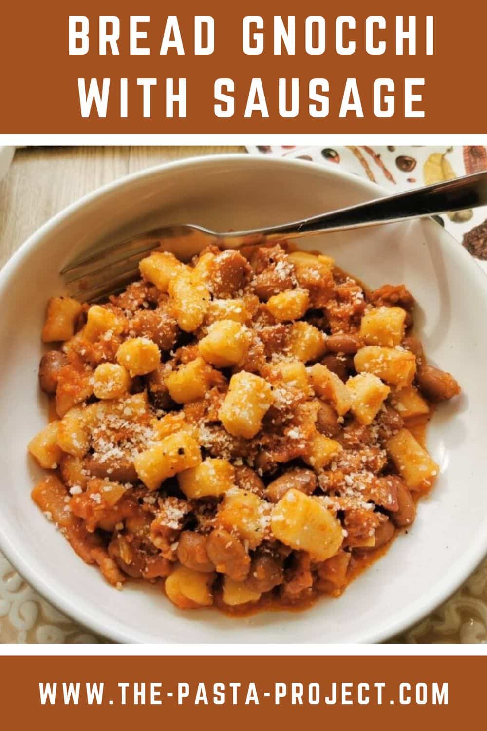 Bread gnocchi with sausage