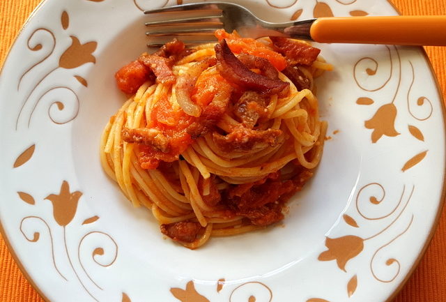 Bucatini or Spaghetti Amatriciana 