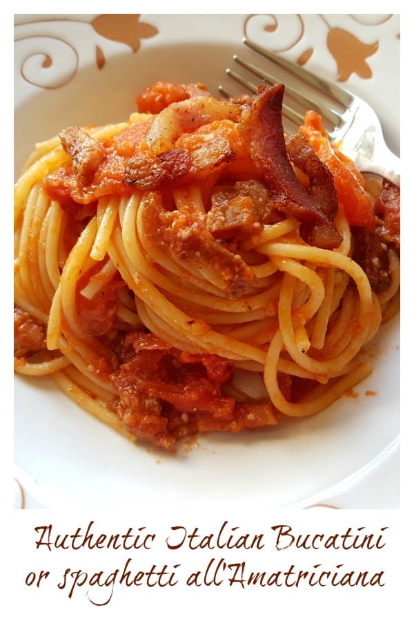 Bucatini or spaghetti Amatriciana