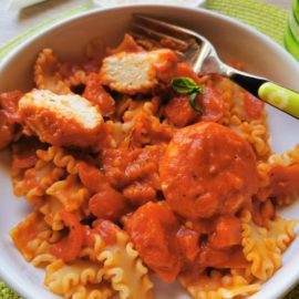 Calabrian ricotta balls in tomato sauce with pasta