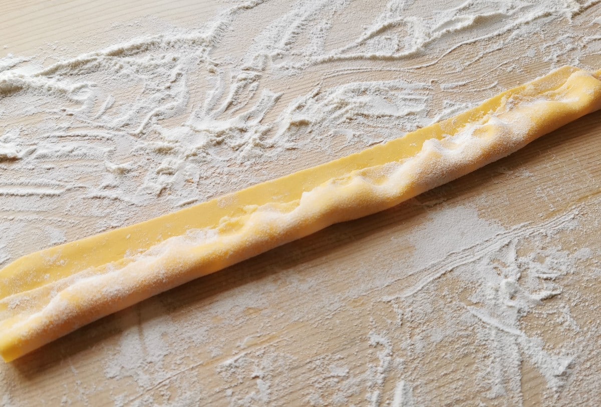 Agnolotti pasta dough that has been folded