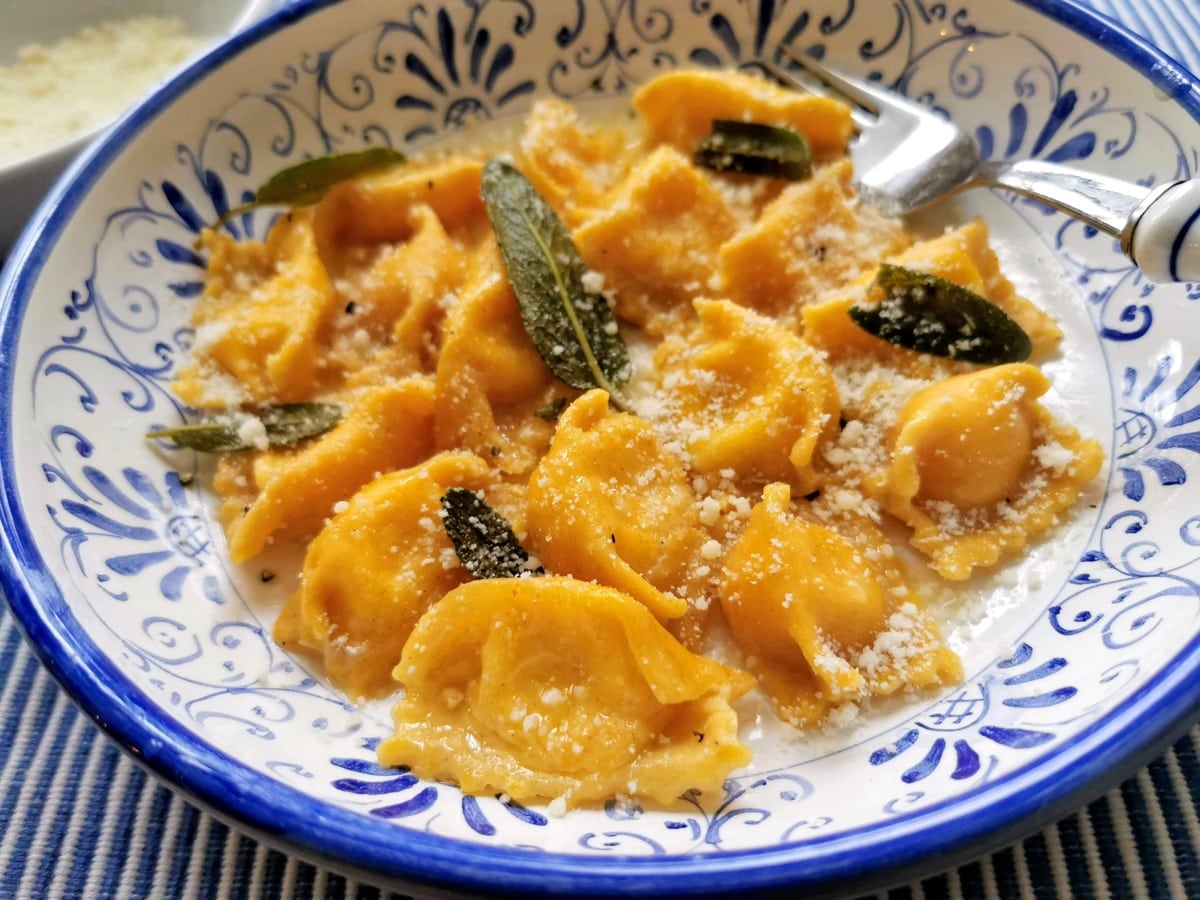 agnolotti del plin pasta in a bowl