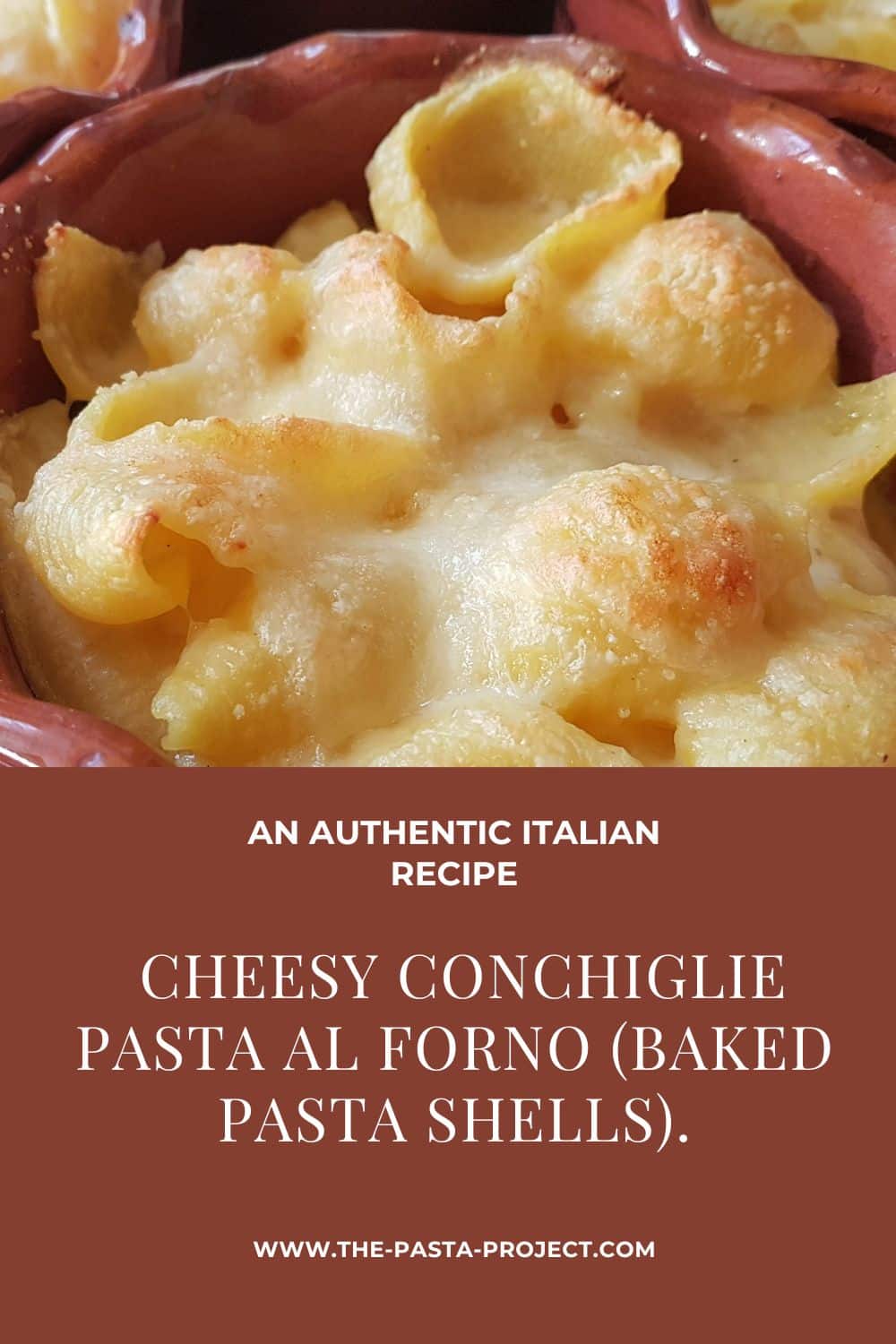 Cheesy conchiglie pasta al forno (baked pasta shells)