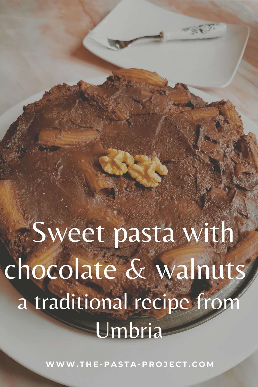 Chocolate and walnut sweet pasta recipe (maccheroni dolce)