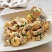 Creamy mushroom gnocchi with stracchino (crescenza)