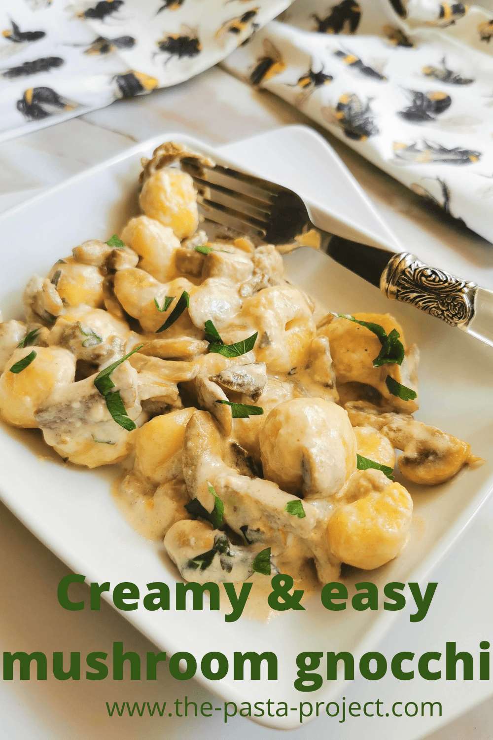 Creamy mushroom gnocchi with stracchino crescenza