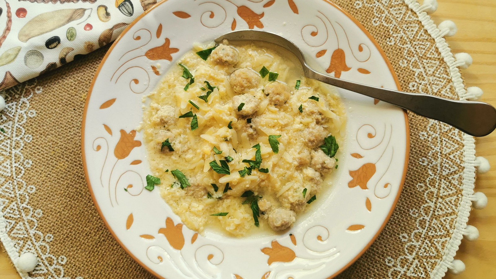 Sicilian meatball soup with pastina.