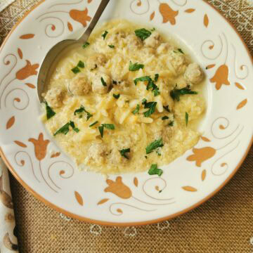 Easy Sicilian meatball soup with pastina.