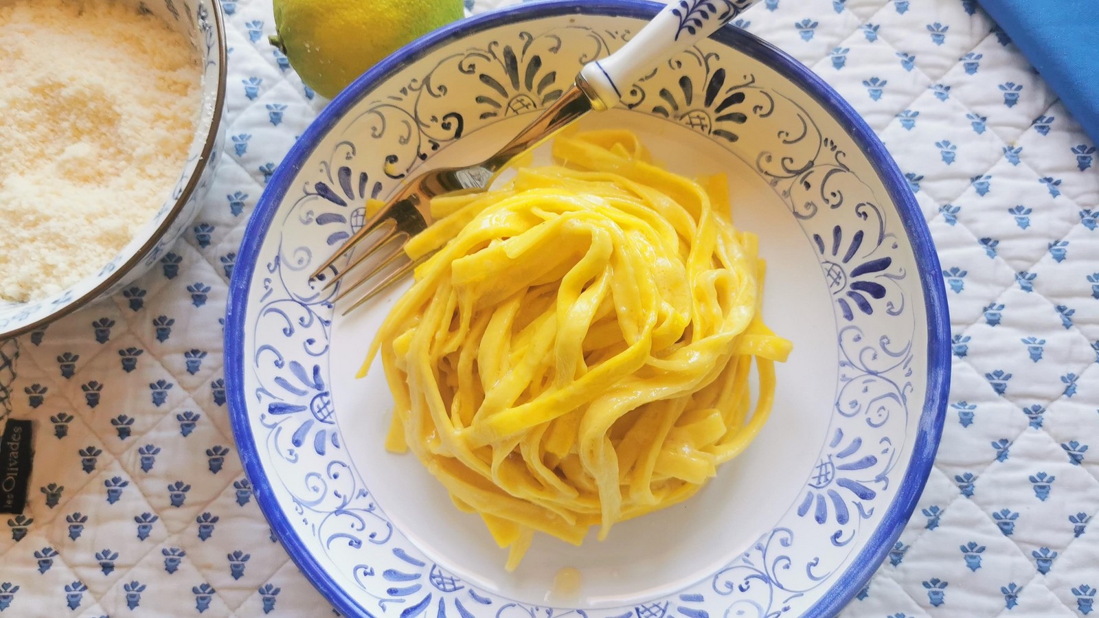 Saffron, lemon and butter tagliolini pasta.