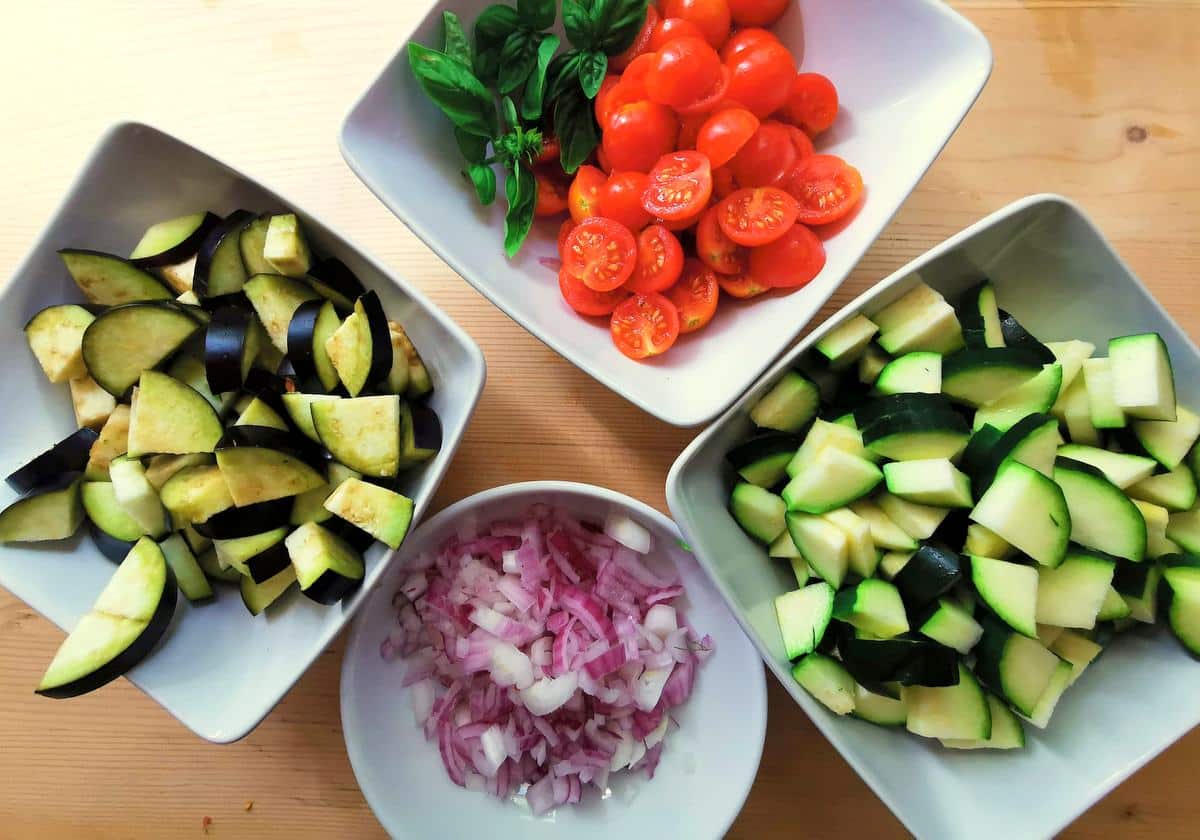 ingredients chopped and ready to be cooked