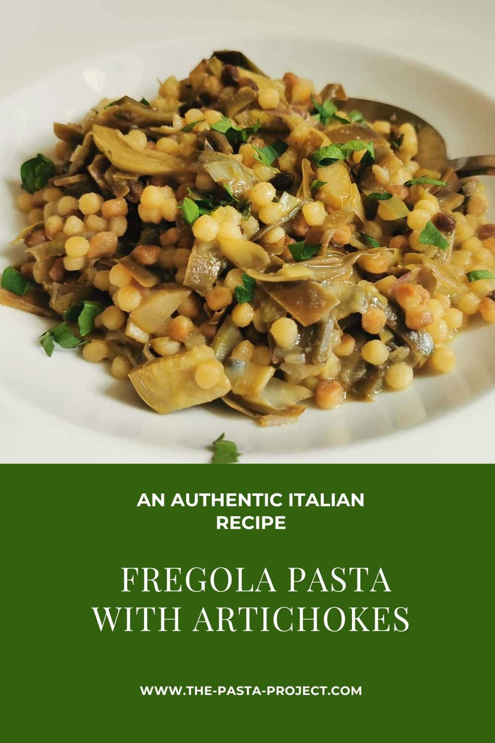 Fregola pasta with artichokes.