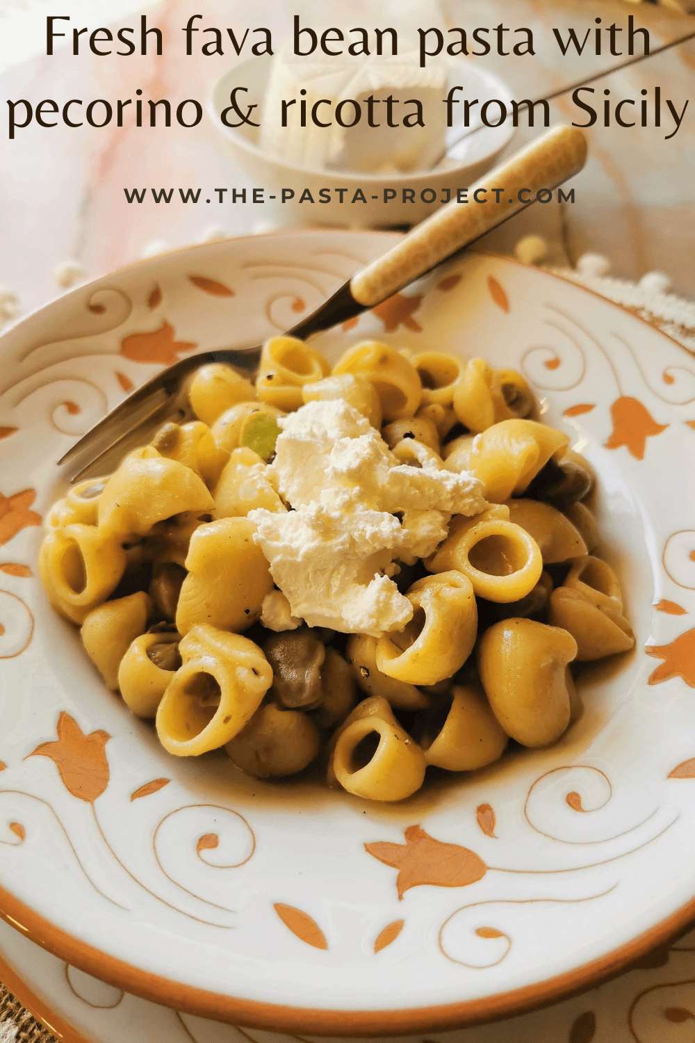 Fresh fava bean pasta with pecorino and ricotta