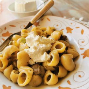 Fresh fava bean pasta with pecorino and ricotta recipe from Sicily