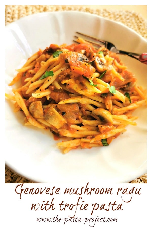 Genovese mushroom ragu with trofie pasta