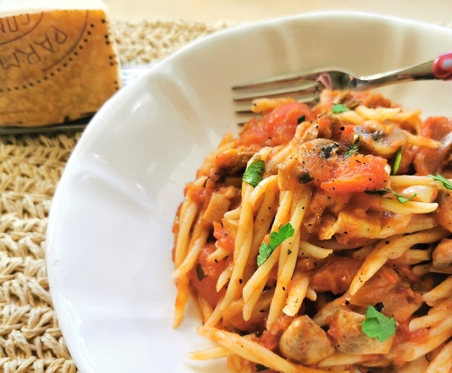 Genovese mushroom ragu with trofie