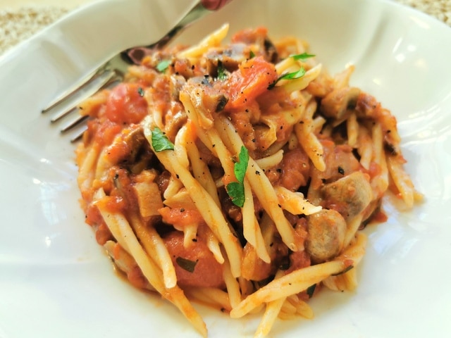 Genovese mushroom ragu with trofie