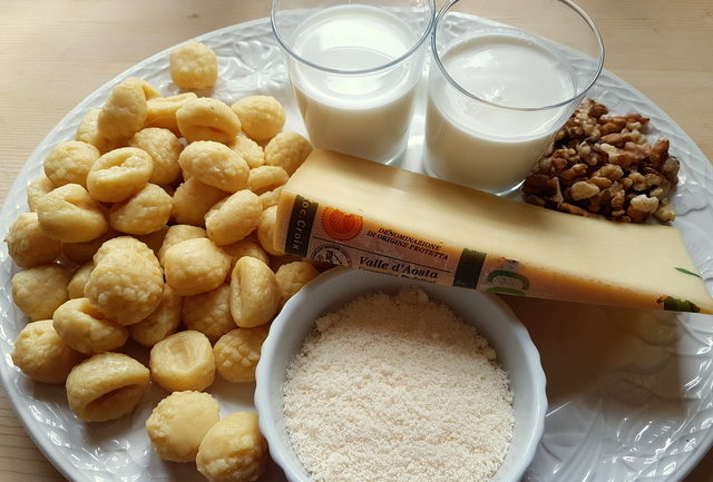 ingredients for Gnocchi alla Bava; Recipe from the Val d’Aosta 