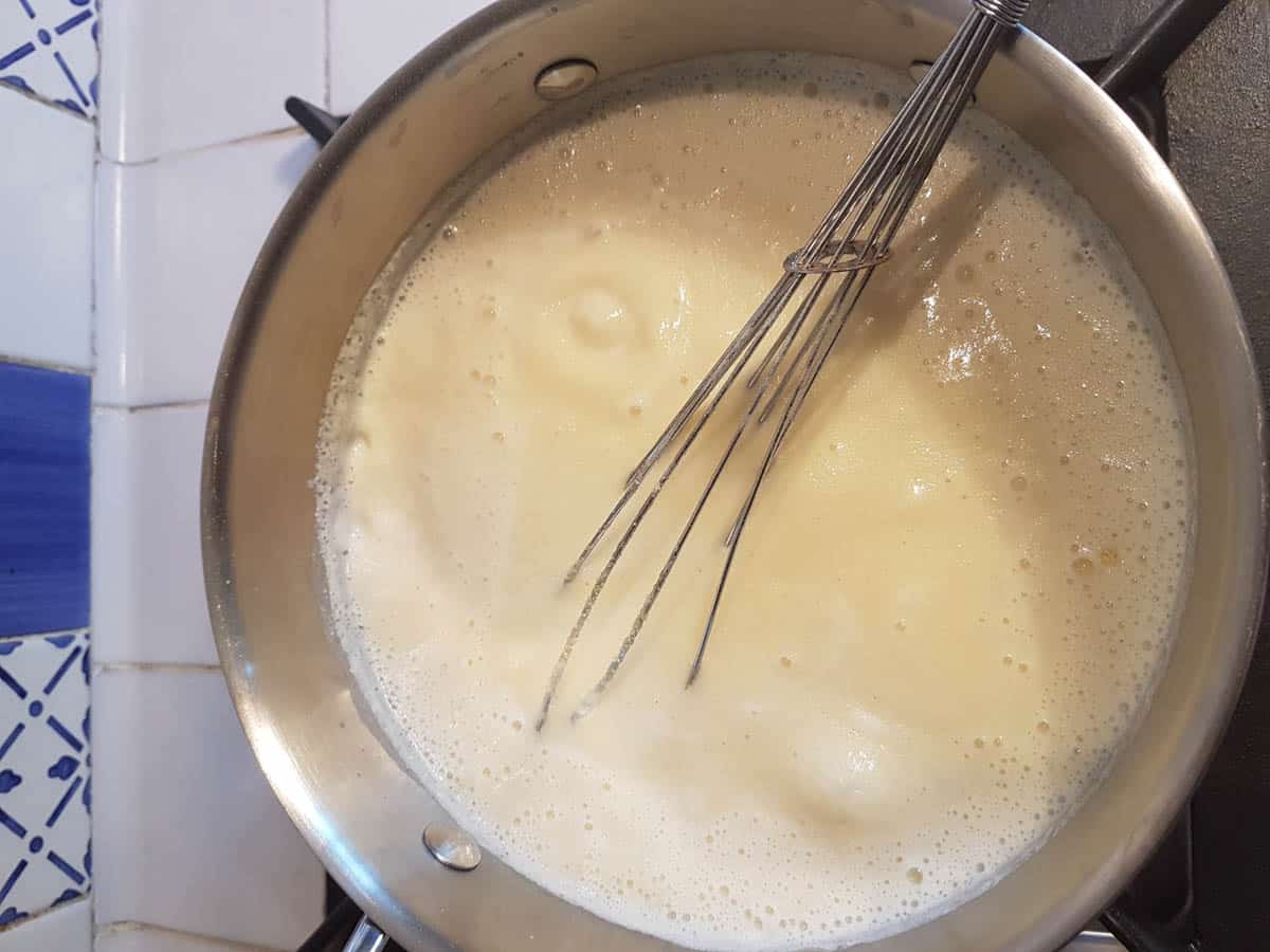 Milk and butter mixture in a pot